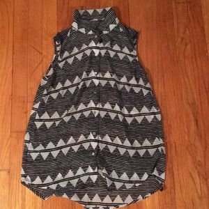H&M Sheer Aztec Print Button Down